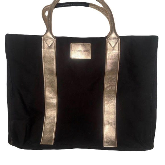 Victoria's Secret Handbags - Victoria's Secret Black Gold Tote Bag